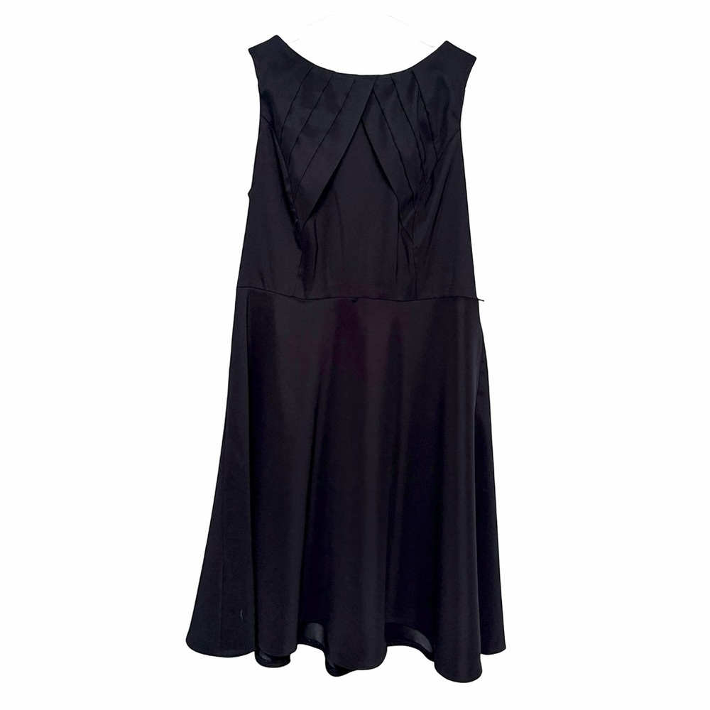 Signature Black Pleated Midi Dress with Belt